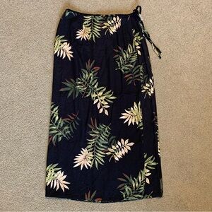 Vintage Jaclyn Smith Wrap Around Maxi Skirt Tropical Hawaiian Palm Tree Size M